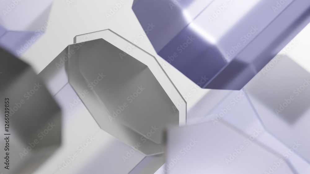 Poster 3d rendering of tranparent hexagon block or cube geometric on white background