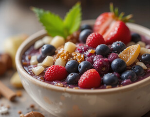 Açaí bowl with fruits and toppings