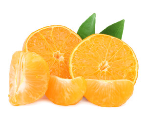 Tangerine slices isolated on a white background.