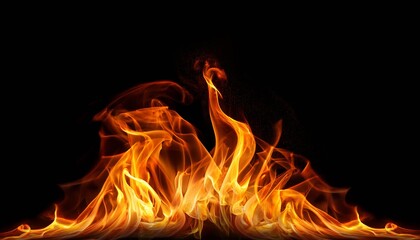 Fototapeta premium Fire flames on black background