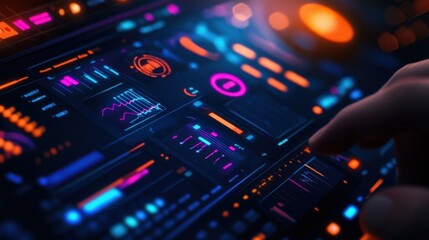 Obraz premium A digital dashboard showcasing a grid layout of customizable quick access icons for recording functions including startstop recording photo capture and timer settings all featuring