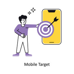 Mobile Target Concept vector illustration.  isolated on white Background.