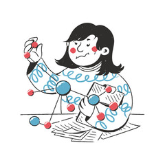 woman is building a data chain