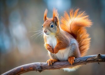 Fototapeta premium Minimalist Russian Red Squirrel in Winter - Nature Photography