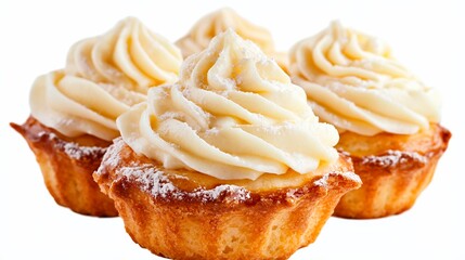 Fototapeta premium Cream Filled Cupcakes On White Background