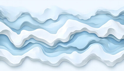 Abstract wavy paper cut design in shades of blue and white, ideal for backgrounds or textures.  Perfect for modern and minimalist designs.