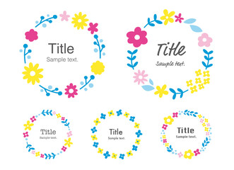 花のフレーム。結婚式やお祝いでのテンプレート素材。