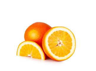 Orange and slices isolated on a white background