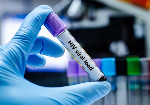 Blood sample tube for HIV viral load test analysis.