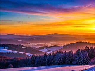 Minimalist Sunset Panorama, Winterberg, Austria: Serene Alpine Glow