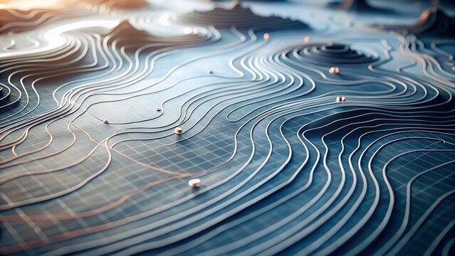 Minimalist Weather Map: Contour Lines & Isometric Style