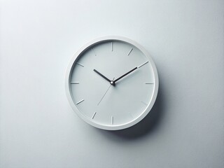 Minimalist White Clock on White Wall - Modern Home Decor Stock Photo