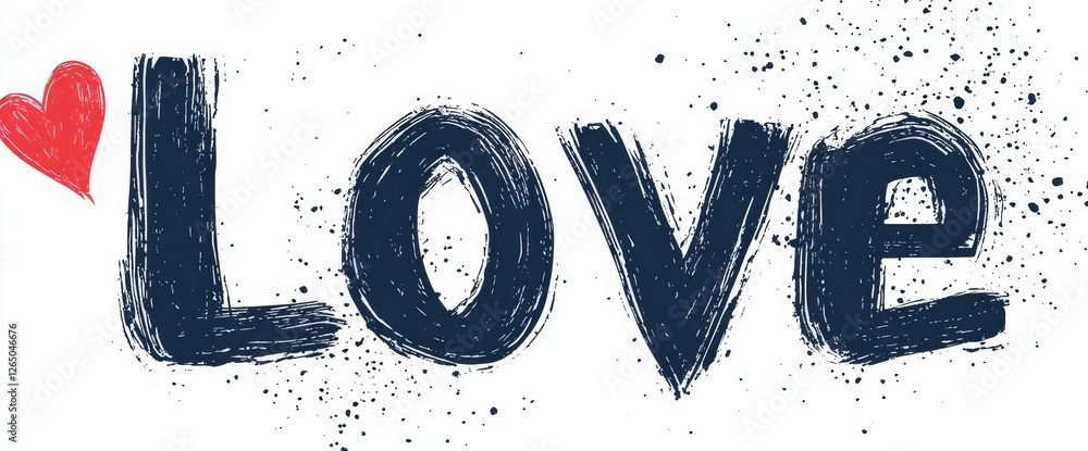 Poster elegant typography design combines the word love with a doodle heart in continuous line cursive text