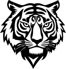 Fototapeta premium Fierce Tiger Head Silhouette Vector Design Bold Tiger Silhouette for Graphic Projects Vector Art of a Majestic Tiger Head Powerful Tiger Head Silhouette for Logos Wild Tiger Head in Bold Silhouette St