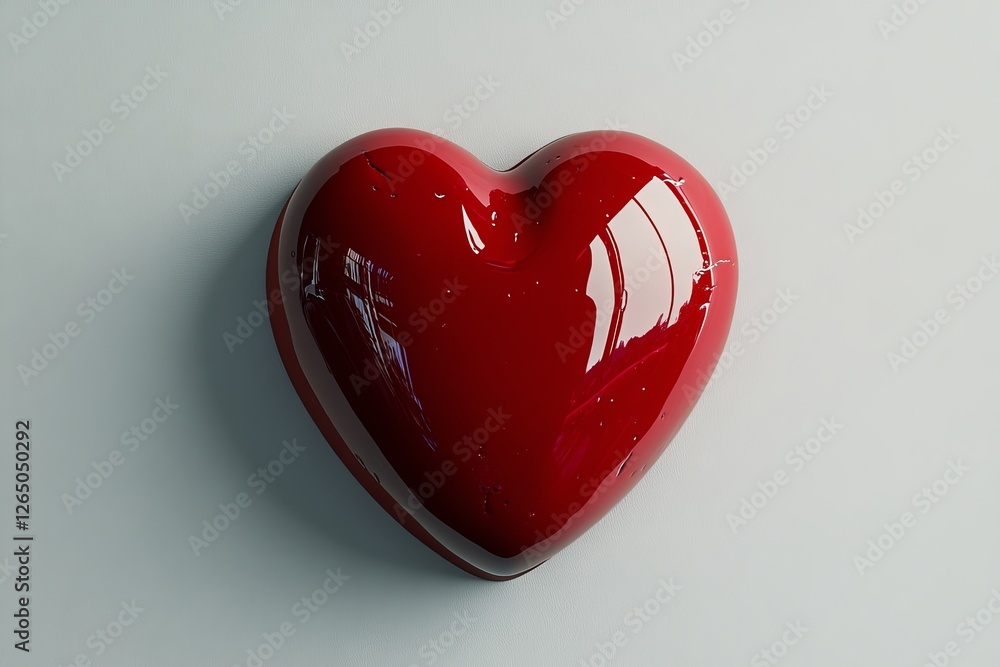 Poster for graphic decoration, a valentine concept set features a 3d red heart object isolated on a pink ba