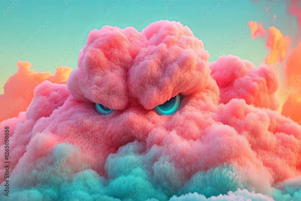 Poster in the clouds, a resplendent heart shines on valentine's day, forming a captivating abstract backgro