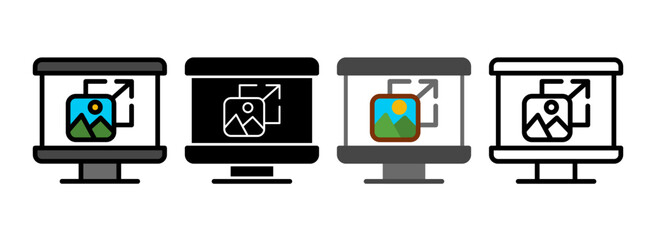 Set of L Line, Line Filled, Glyph, Flat Icons