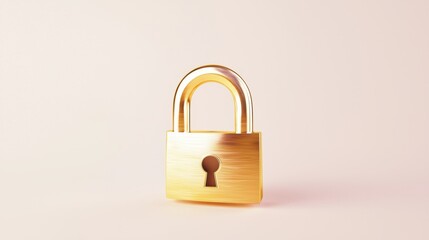Naklejka premium Shiny Golden Padlock on Light Background, Symbolizing Security and Trust
