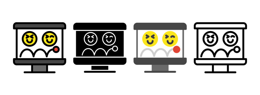 Set of Upsilon Line, Line Filled, Glyph, Flat Icons