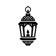 Beautiful street lamp lanterns black silhouette on white background