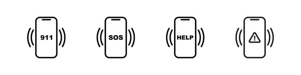 911 SOS Message Vector Icon Set