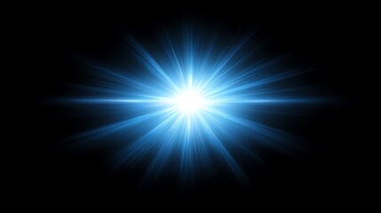 Bright Blue Light Starburst Glowing Rays Shine art lens beam flare    