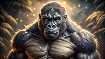 Muscular Gorilla Anatomy: Powerful Physique, Rule of Thirds Composition