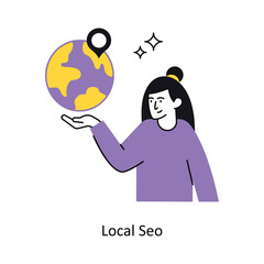 Local Seo Concept vector illustration.  isolated on white Background.