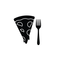 Silhouette vector illustration of a pizza slice and fork icon