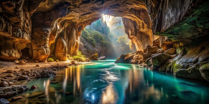 Mysterious Underground River in Flooded Otap Cave, Abkhazia, Georgia