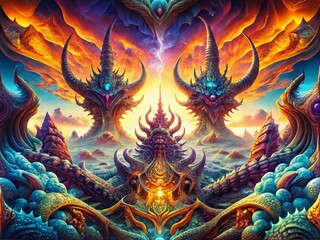 Mystical Dragon Claw Sketch Panoramic Abstract Art Background