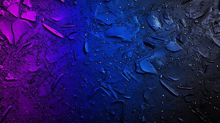 Fototapeta premium Abstract Water Droplets on Dark Surface: Neon Purple and Blue Gradient AI Generated
