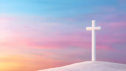 White cross sunset hilltop peaceful hope religion