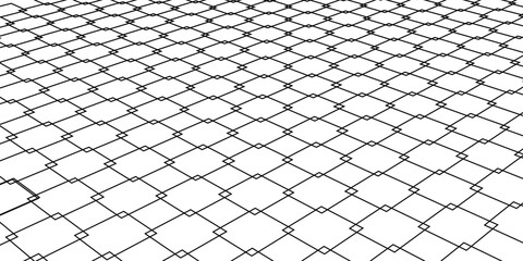 Steel wire chain link fence seamless pattern. Metal lattice with rhombus, diamond shape silhouette. Grid fence background.