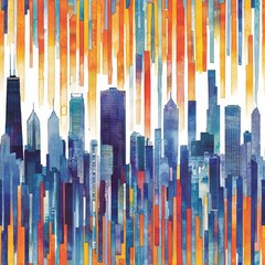 Obraz premium Exploring the Majestic City Skyline: A Vibrant Journey Through Iconic Buildings and Urban Artistry in America's Diverse Cities and Landscapes