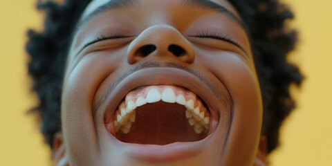 Close-up of a Laughing Person's Face