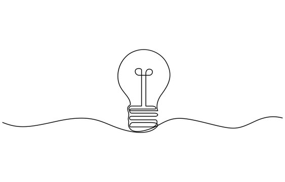 recommend clip art: Light bulb isolated on white light bulb one line outline vector, Continuous one line drawing bulb lamp vector illustration minimalism concept of idea.