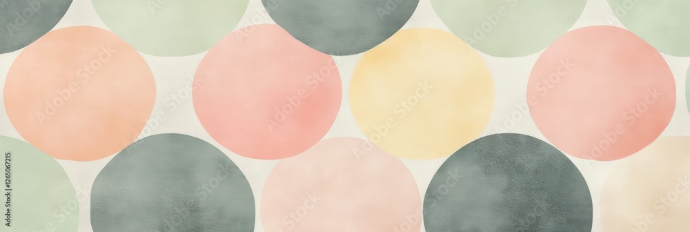 Poster pastel colored circle pattern with soft abstract geometric design elements