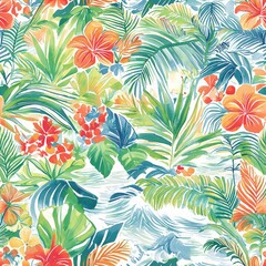 Transform Your Space with a Tropical Seamless Pattern Wallpaper That Invokes a Journey Through the Vibrant States of America in Bold and Beautiful Designs