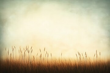 Golden strands of grass sway gently in the warm glow of a twilight sky, creating a serene landscape filled with tranquility and nature's beauty