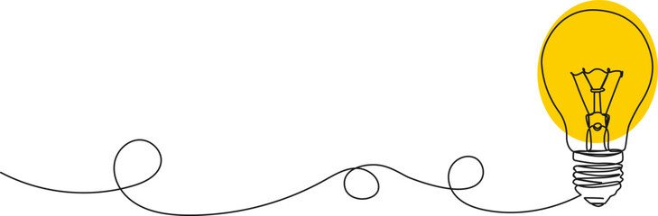 continuous single line drawing of light bulb, line art vector illustration © Christian Horz