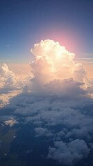 Backlit cumulus cloud formation over vast plains, space, clouds, texture