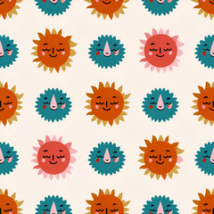 seamless pattern with colorful flowers