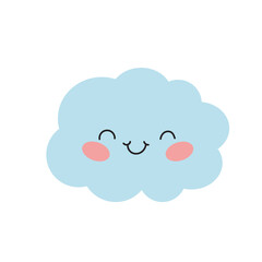 Clouds set in cute cartoon flat style vector illustration. Cloud for decoration. Clouds elements for newborn, nursery, stickers