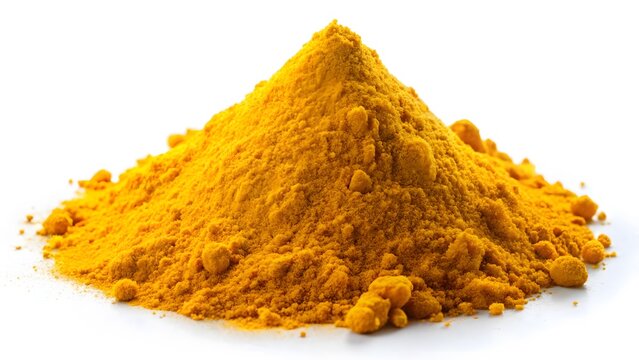 Pile of Turmeric Powder on White Background