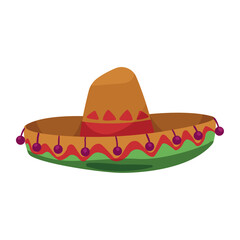Colorful Vector Illustration of a Traditional Mexican Sombrero with Red and Green Decorations – Perfect for Cinco de Mayo, Cultural Events, and Festive Celebrations