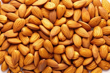 Fototapeta premium High-resolution food photography showcasing a panoramic spread of healthy, fresh almonds against a clean background. Perfect for healthy snack promotions.
