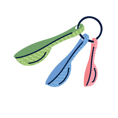 Colorful Flat Vector Illustration of Measuring Spoons on a Ring in a Minimal Hand-Drawn Style