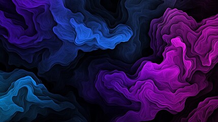 Abstract Digital Painting: Swirling Neon Hues in Deep Space AI Generated
