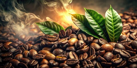 Obraz premium Intriguing coffee bean art: a double exposure showcasing dark roast's rich aroma in stunning photography.